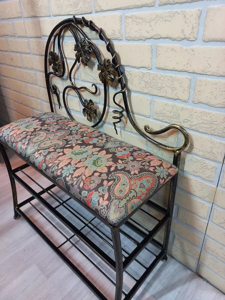 Кованая банкетка №16, Студия кованой мебели Нива, цвет коричнево-красный — фото 1