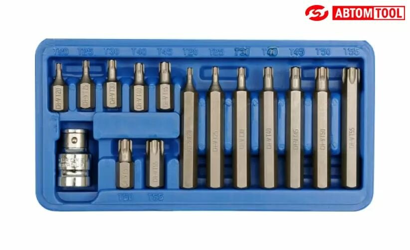 Набор вставок (бит) 15 пр VOREL (TORX Т20-Т55)