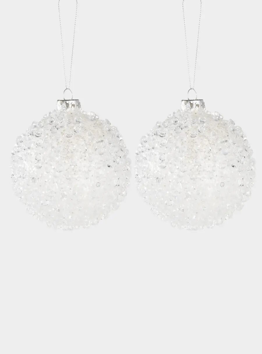 Игрушка елочная, 8 см, 2 шт, стекло, Шар с каплями, Event