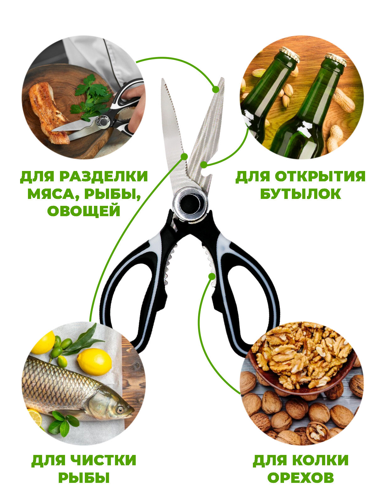 Кухонные Ножницы Xiaomi Ножницы кухонные Boomshakalaka, универсальные, для рыбы, птицы, зелени