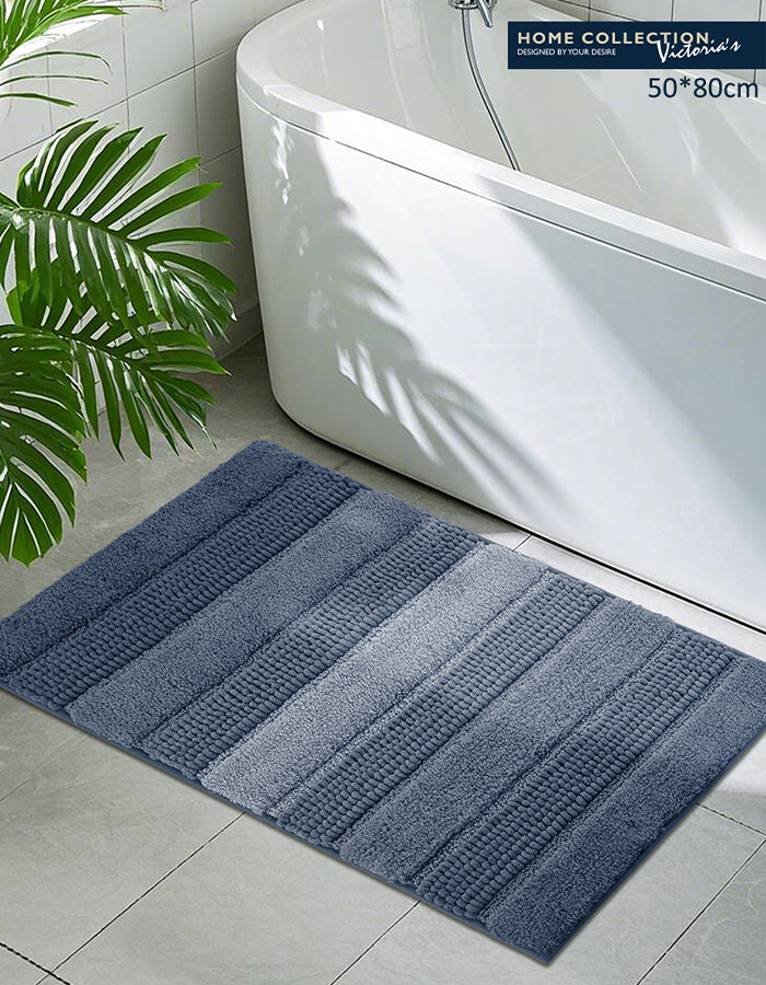 Коврик 50х80см для ванной голубой синий спальни детской. кухни нескользящий Икеа стиль на резиновой основе