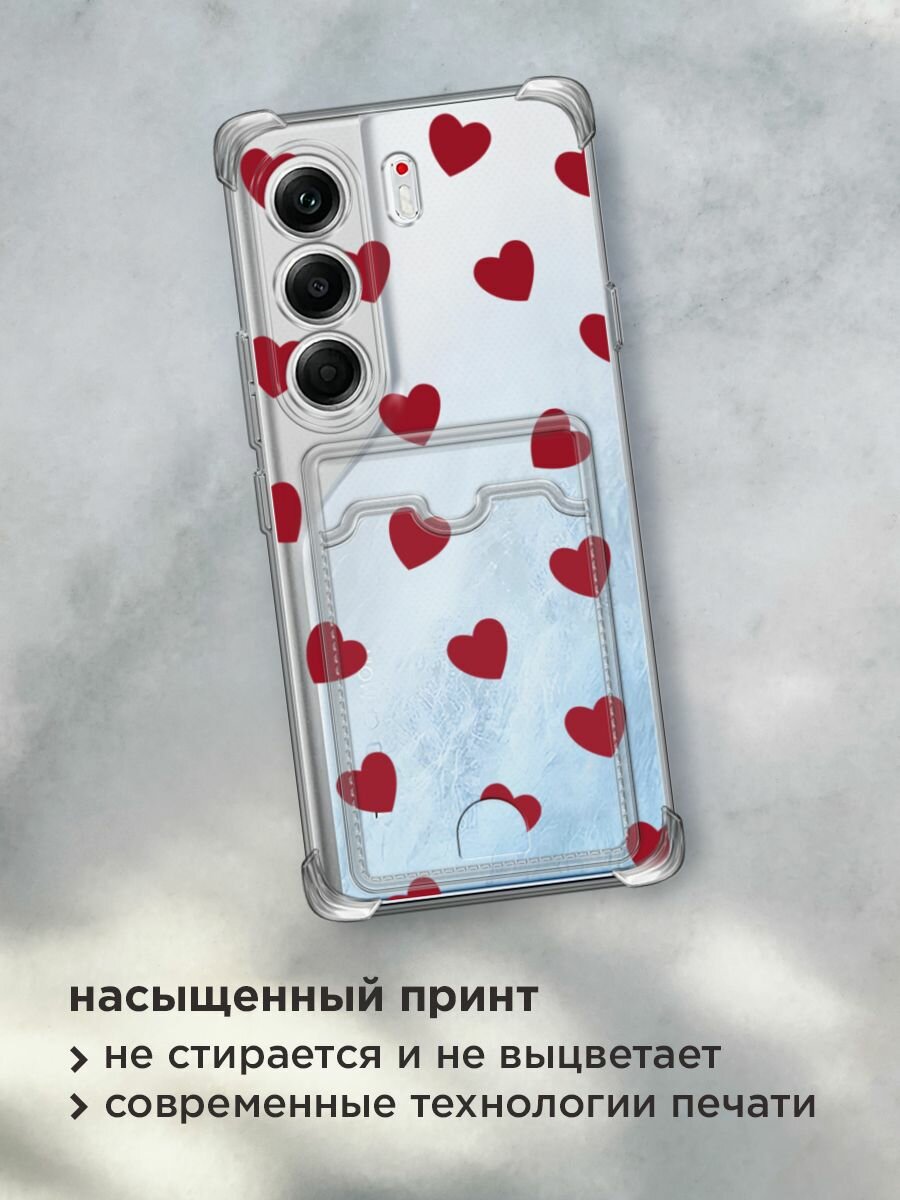 Чехол на Tecno Camon 40 Pro 5G (Текно Камон 40 Про 5G) с картой и принтом "Бордовые сердечки паттерн" — фото 1