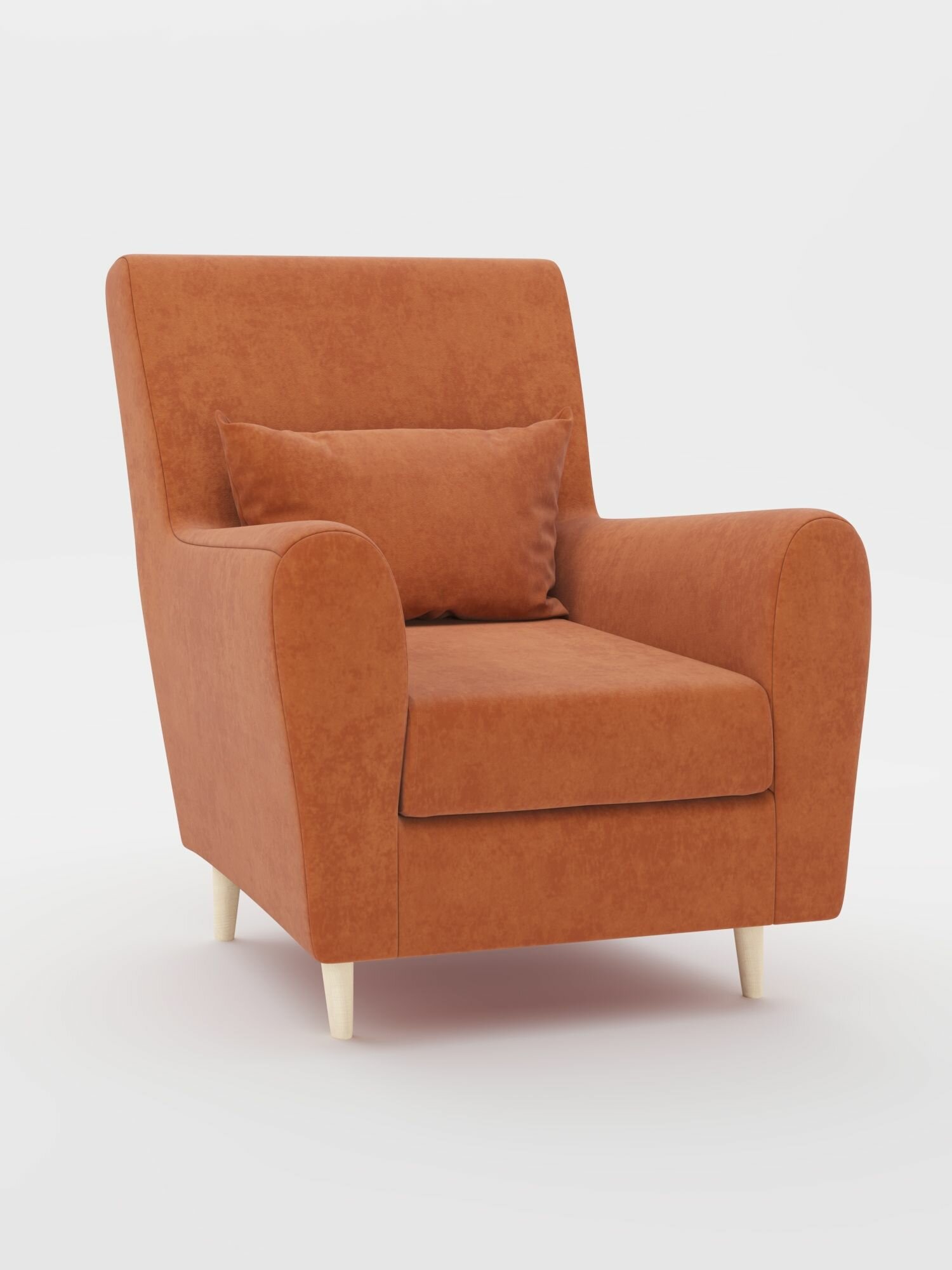 Кресло мягкое для дома, отдыха в гостиной, Легаси W&B премиум велюр: оранжевый