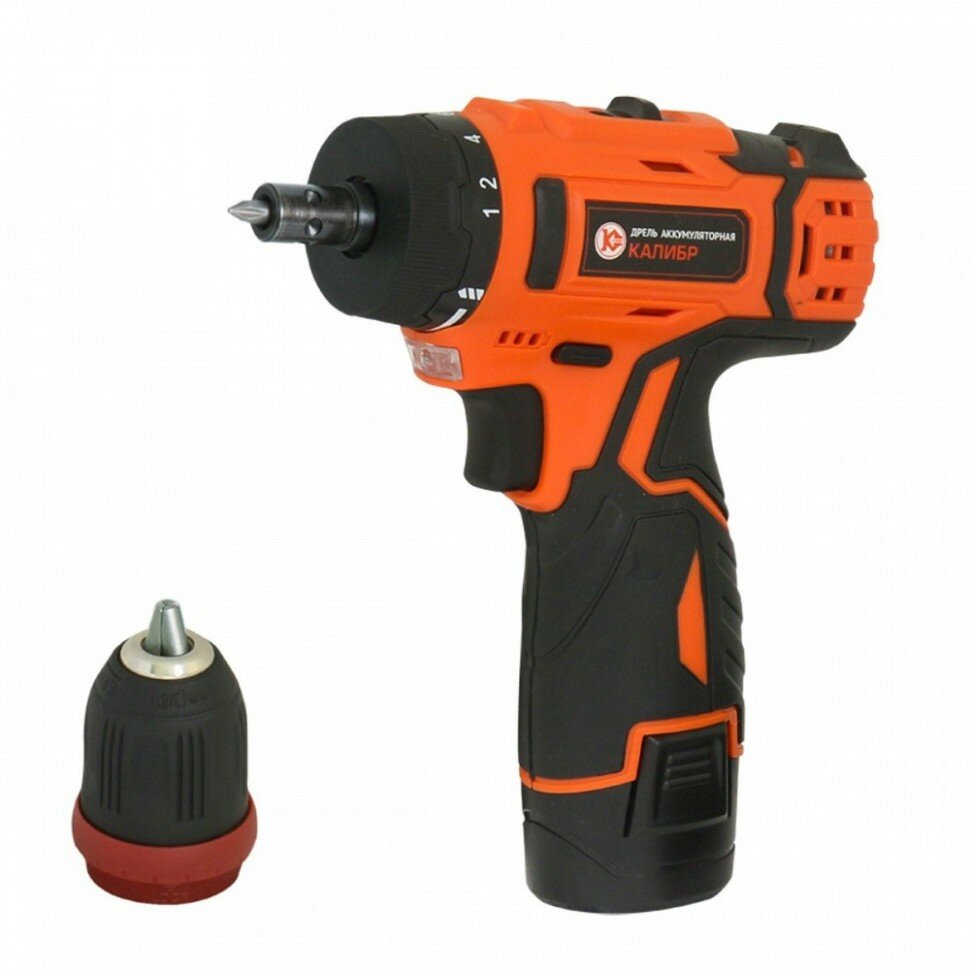 Аккумуляторная дрель-шуруповерт Li-Ion Калибр ДА-12/2+ 12В Li-Ion 2Ач быстрозажимной патрон кейс