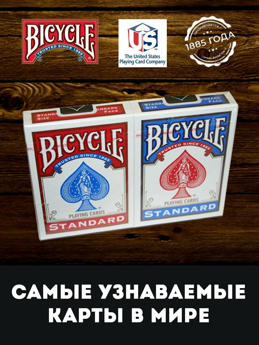 Игральные Карты Bicycle Standard blue, синие — фото 1