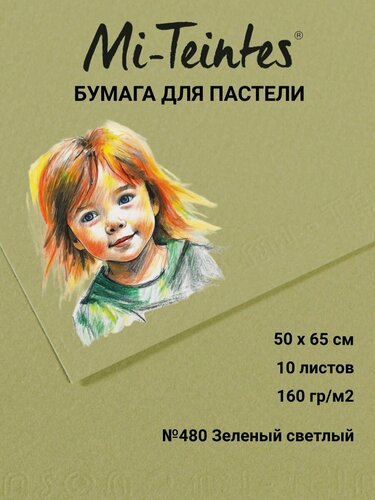 Изображение товара CANSON Mi-Teintes бумага для пастели 160 г/м2, 10 листов 50 х 65 см, №480 Зеленый светлый C31032S107