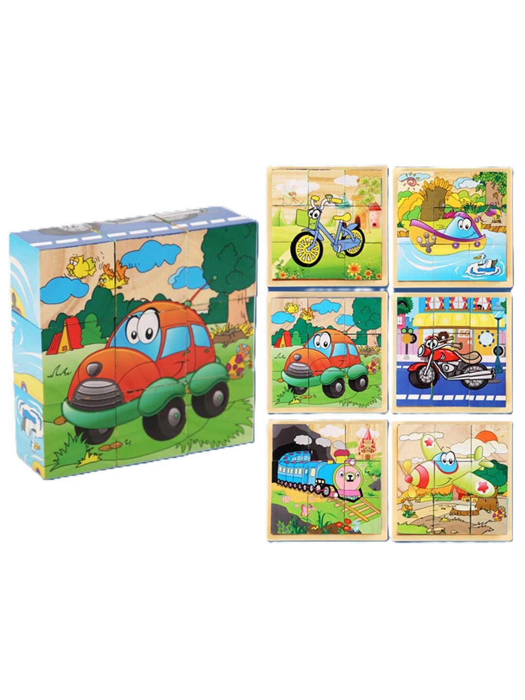 Мини-куб с 6 различными наборами картинок, безопасными и интересными для детей транспорт