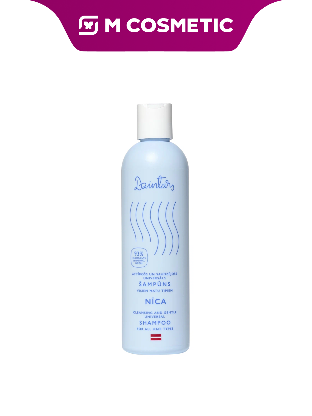 Шампунь Dzintars "Nica", для всех типов, с пептидами гороха, экстрактом коры сосны, 300 мл