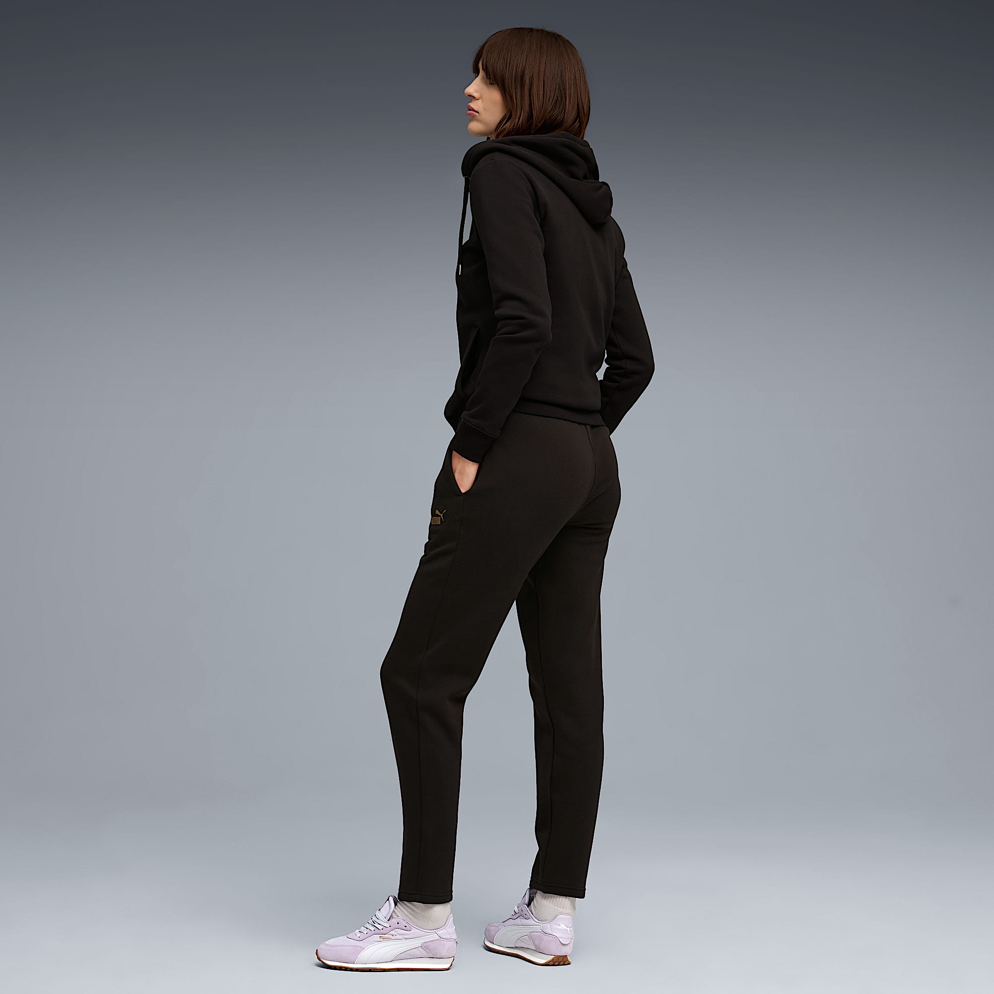 Костюм спортивный PUMA Metallic Hooded Sweat Suit FL, размер L, черный — фото 1