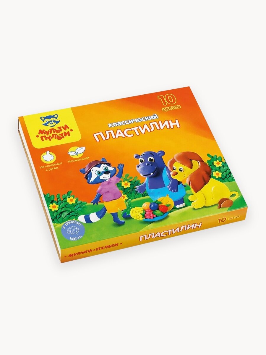 Пластилин Мульти-Пульти "Приключения Енота", 10 цветов, 200г, со стеком