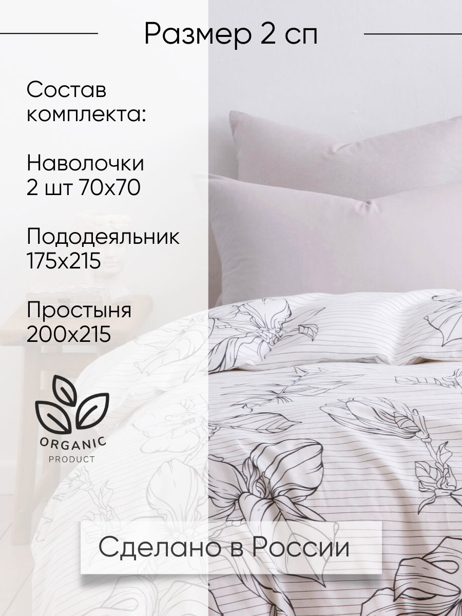 Постельное белье 2 спальное, наволочки 70х70 Ночь Нежна Джудит, 100% хлопок, ткань бязь — фото 1