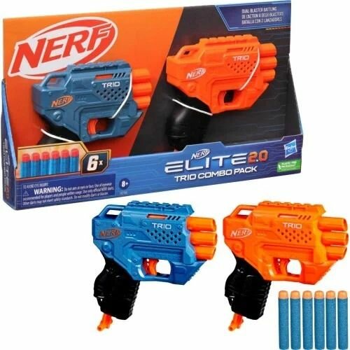 Nerf Elite Trio Combo Pack or Contender 2 бластера: красный, синий