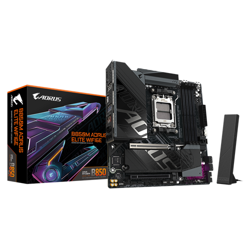 Материнская плата Gigabyte B850M AORUS ELITEblack Micro ATX464GB DDR58200MTs2M2 SSD4SATA6WIFI6E BT53CN 2308300₽