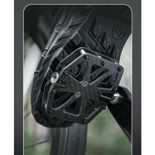 Педали RockBros карбон с 3мя подшипниками и титановой осью, черные