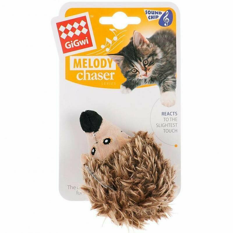 GiGwi Игрушка для кошек Ёжик с электронным чипом звуковая (касание-звук)