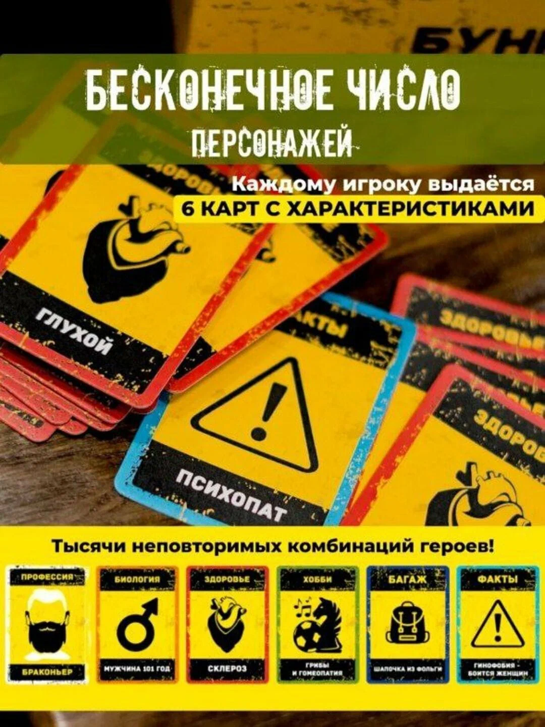 Настольная игра "Бункер", для семьи и компаний, 4-12 игроков — фото 1