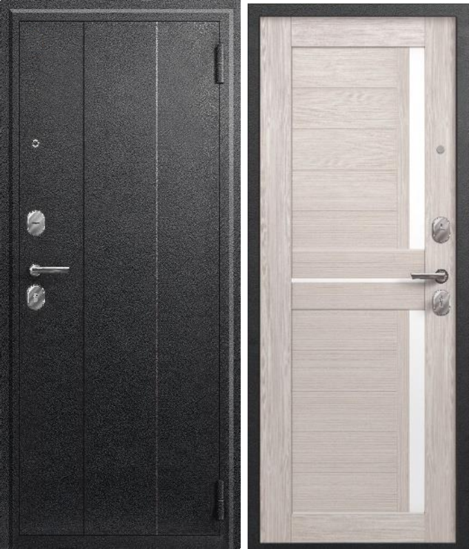 Дверь входная металлическая А-01 Черный сатин/Капучино 3Д 860 правая