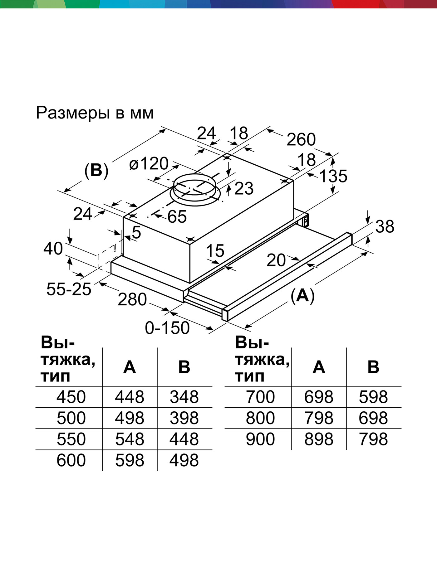 Bosch Встраиваемая Вытяжка 60 см DFT63CA50Q, Serie 2, 300 м3/ч, телескопическая, 3 уровня мощности, отвод, рециркуляция — фото 1