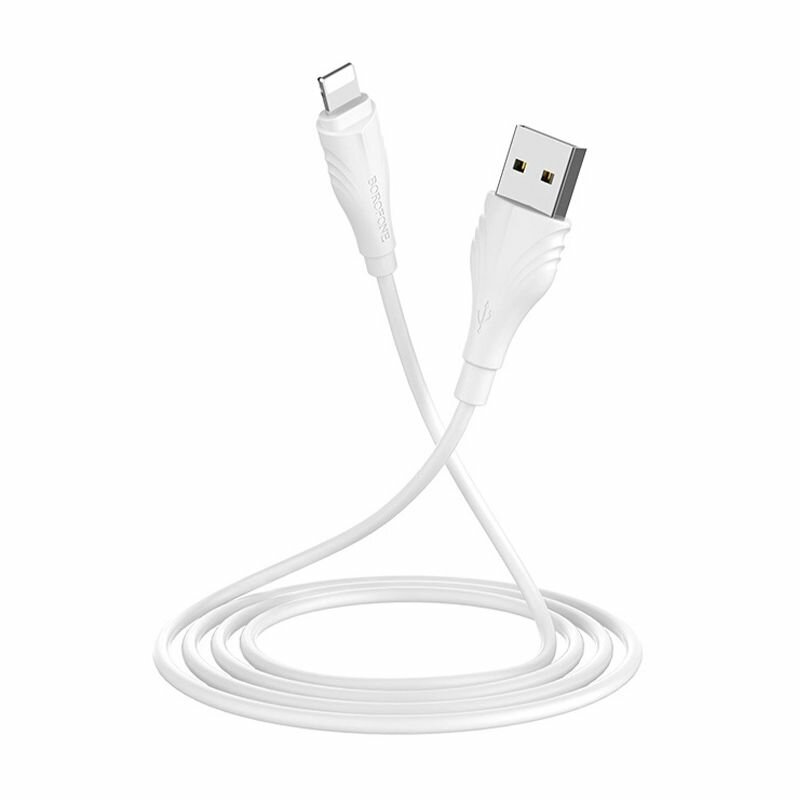 Кабель для зарядки Borofone BX18 USB-A - Lightning, 1 м, белый, 2 A