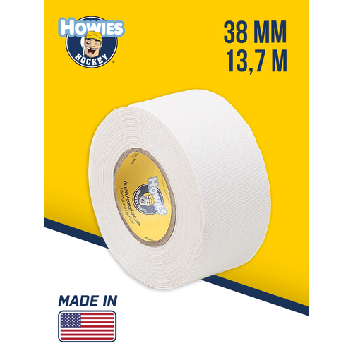 Лента хоккейная Howies, белая, полиэстер/хлопок, 38 мм х 13,7 м