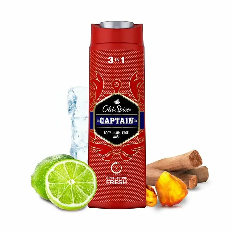 Шампунь-гель Old Spice Captain 3в1, для волос, тела и лица, унисекс, 400мл — фото 1