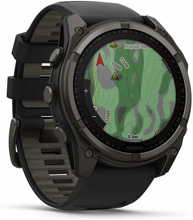Умные часы Garmin Fenix 8, 47 мм, Solar, Sapphire Carbon Gray DLC Titanium with Black/Pebble Gray (010-02906-10) — фото 1