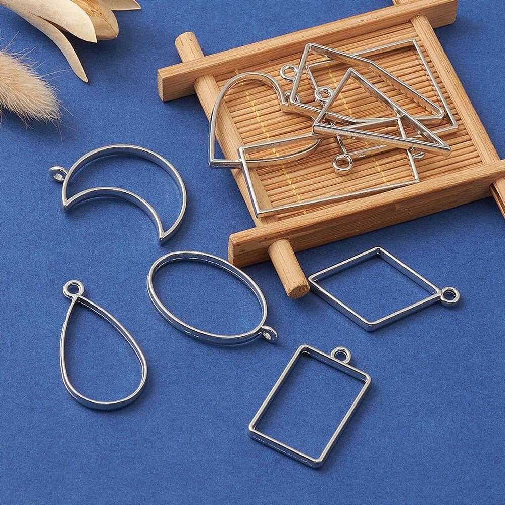 Рамки сеттинги для украшений и эпоксидной смолы 10шт серебро