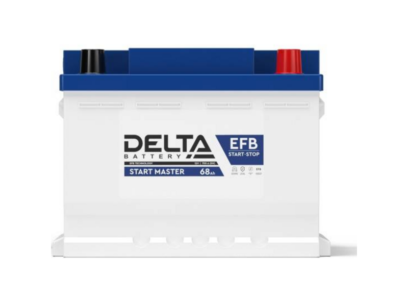 Аккумулятор Delta START MASTER EFB 1268 напряжение 12в, емкость 68ач, пусковой ток 700, дхшхв: 242x175x190мм, (- +)