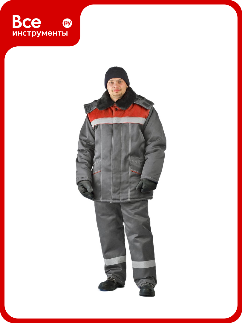 Зимний костюм URSUS вьюга темно-серый/красный КОС801-333; 56-58 182-188