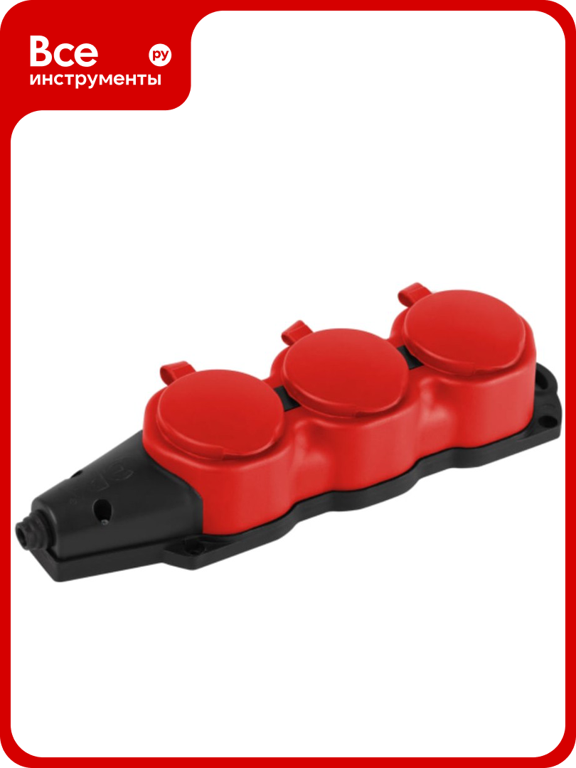 Колодка ЭРА KX3eREDIP44 каучуковая с заземлением 3 розетки 16A IP44 красная Б0068393
