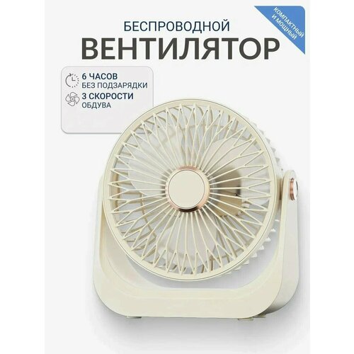 Настольно-настенный портативный беспроводной мини вентилятор 3 режима работы бежевый 1254₽