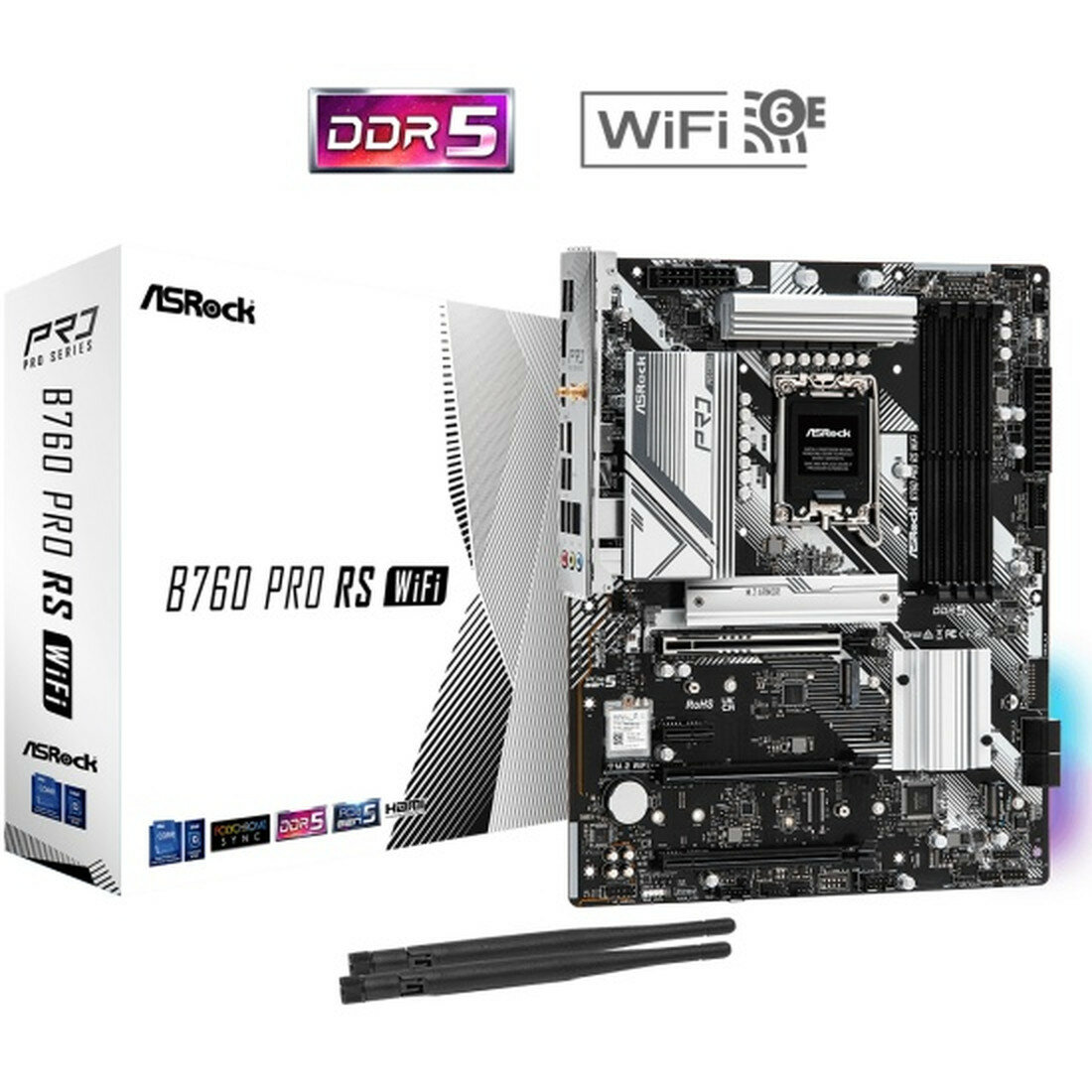 Материнская плата ASRock B760 PRO RS, Wi-Fi, DDR5, ATX