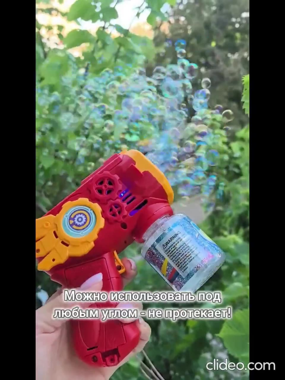 Генератор мыльных пузырей детский, на батарейках BUBBLE GUN. — фото 1