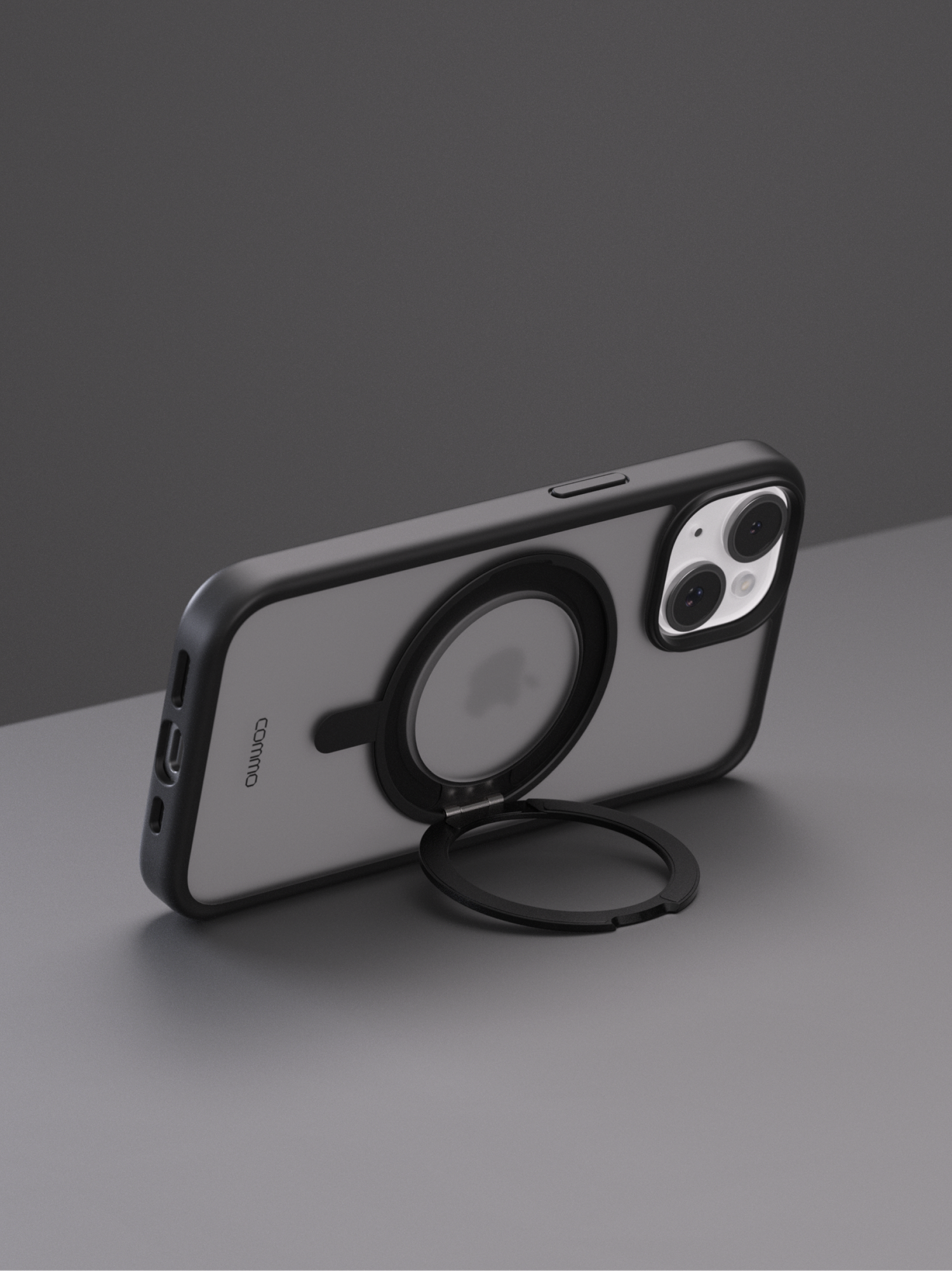 Чехол COMMO Hoop для Apple iPhone 15, с держателем-кольцом, Черный — фото 1