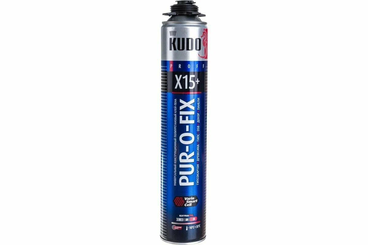 Клей-пена профессиональная конструкционная Kudo Pur-o-fix X15+, всесезонная, 1000 мл