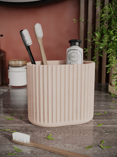 Изображение товара Стакан для зубных щёток, стакан для ванной Chloe Duo 10х8.5х13, бетон, розовый матовый