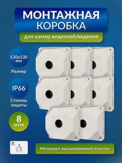 Изображение товара Монтажная коробка AXUSVOLT, для камер видеонаблюдения, 130x130мм