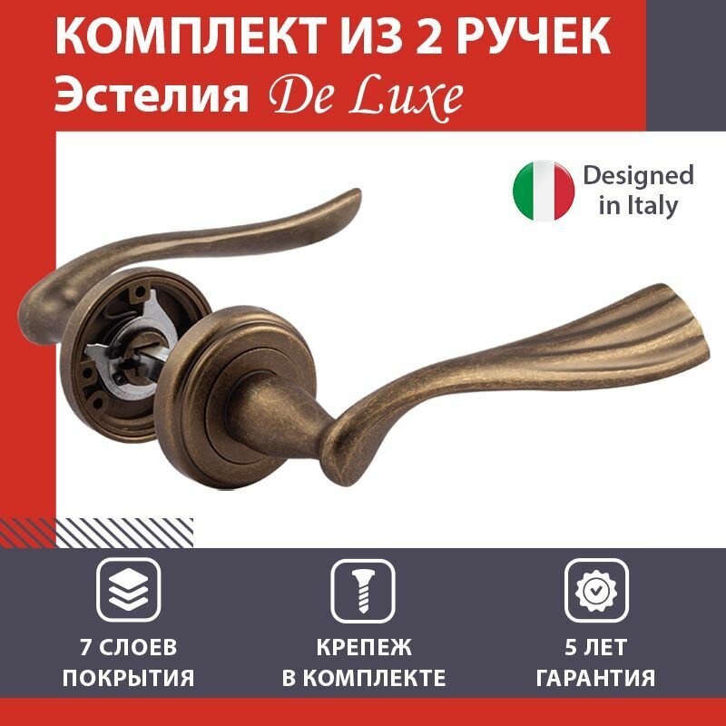 Ручки дверные на розетке Нора-М Эстелия цвет Застаренная бронза