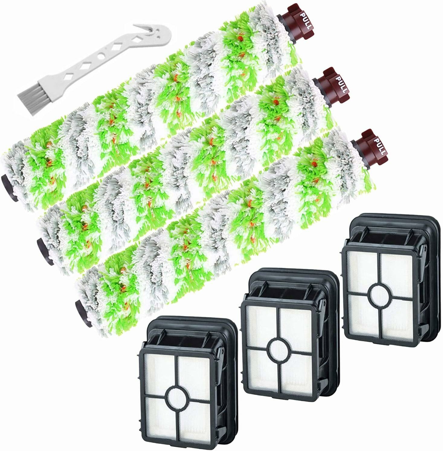 Запасные части для пылесосов Bissell CrossWave Pet Pro 2306A и CrossWave 1785, 3 упаковки 2460 многофункциональных щеток-валиков Pet Pro + 3 упаковки 1866 вакуумных фильтров. Сравните с деталями 1613568, 1608684.