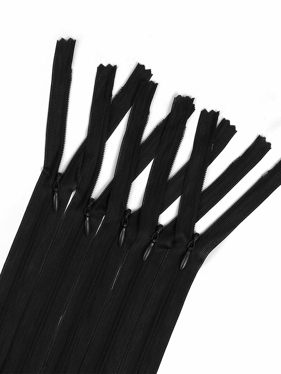 Молния MaxZipper пласт. потайная №3 неразъемная 45см н/р цв. F322 черный уп.10шт — фото 1