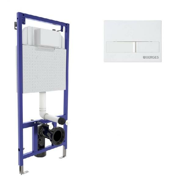 Инсталляция для скрытого монтажа унитаза NOVUM кнопка L1 белая 040211 BERGES