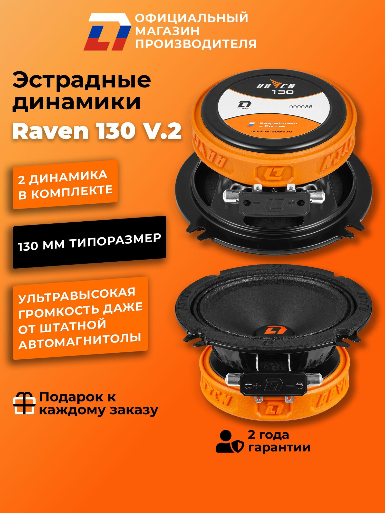 Динамики автомобильные 13 см DL Audio Raven 130 V.2 пара