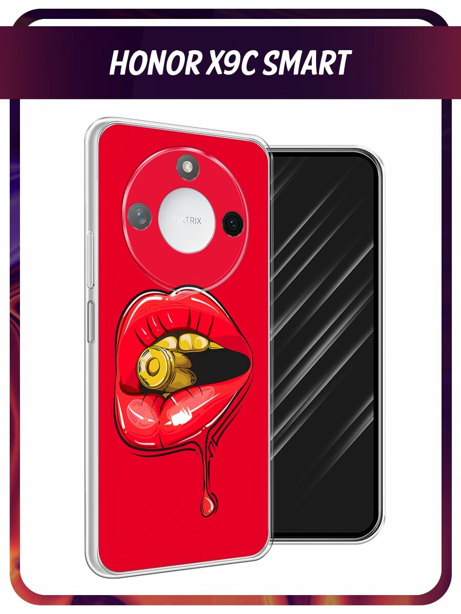 Чехол на Honor X9c Smart / Хонор X9c Смарт с принтом губы и пуля 1