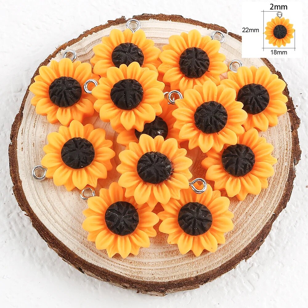 Набор подвесок из акрила с подсолнухами 10 шт. 02