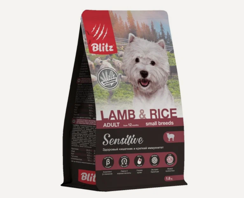 Изображение товара Сухой корм для собак мелких пород Blitz Sensitive Small Breeds Lamb&Rice с ягненком и рисом, 1,8 кг