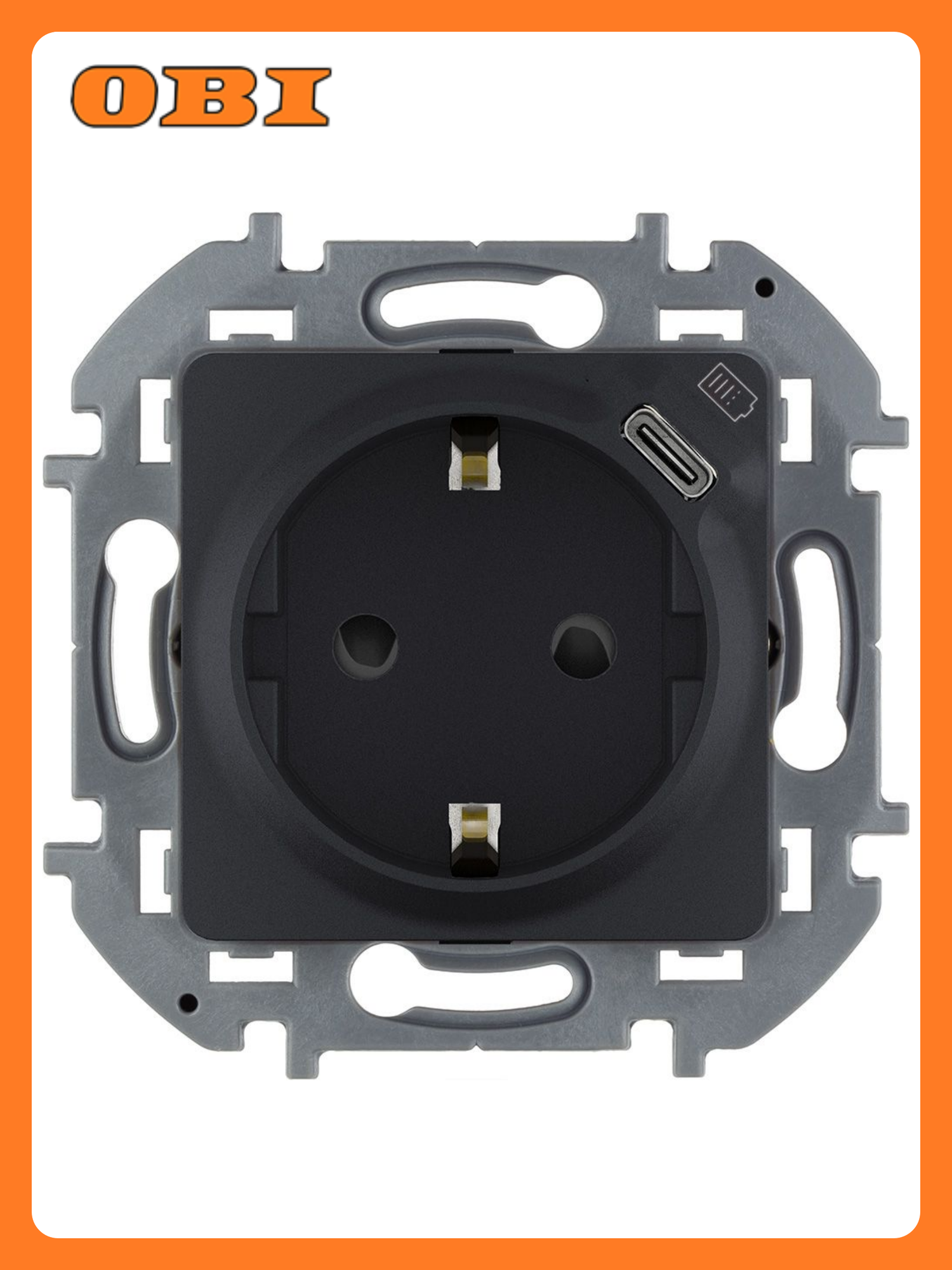 Розетка 2К+З со встроенным USB Type-C LEGRAND INSPIRIA Антрацит