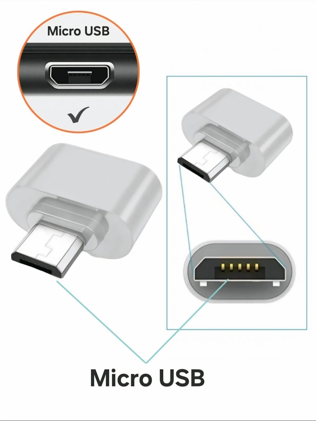 Универсальный набор USB-адаптеров — с разъёмами Type-C, Micro USB и Lightning для широкой совместимости. — фото 1