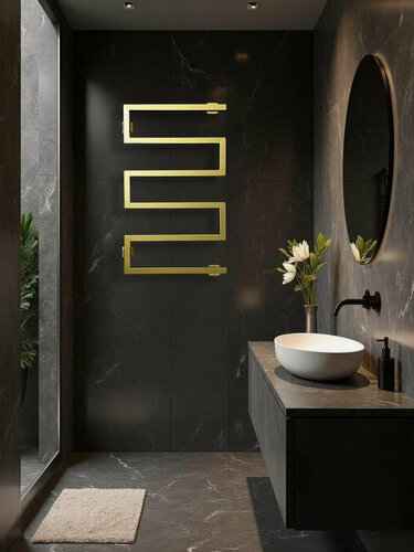 Изображение товара Полотенцесушитель водяной SNAKE-2 80х50 (см) Золото матовое Угловое подключение