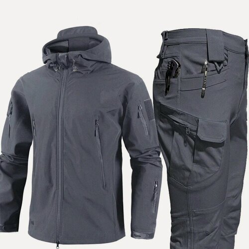 Изображение товара Мужской весенне-осенний водонепроницаемый и ветрозащитный рабочий костюм с множеством карманов, длинный, Полиэфирное волокно, полиэфир, сфера услуг, фотосъемка, false, мужской, демисезон/лето