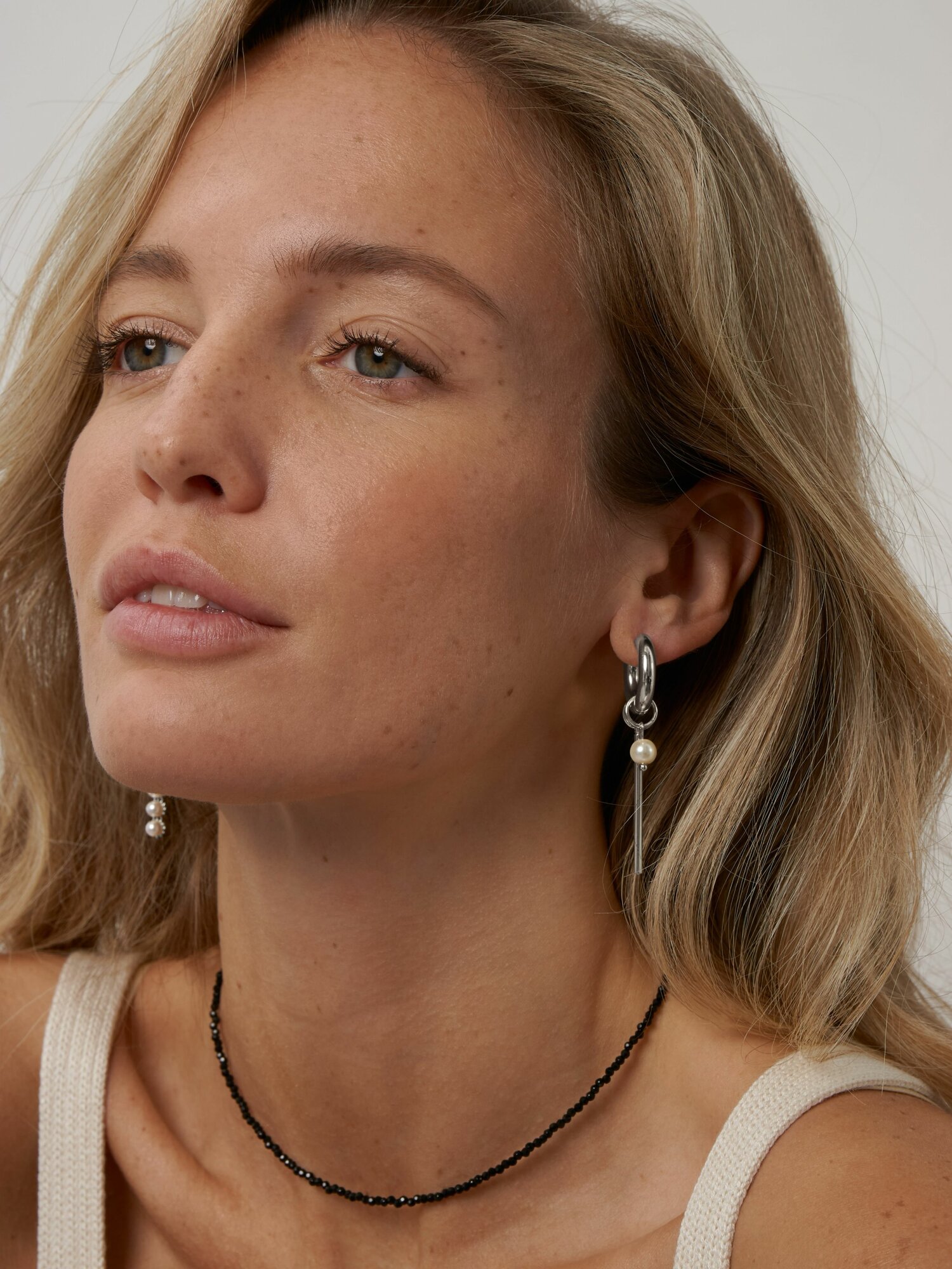 Серьги конго, жемчуг имитация, серебряный — фото 1